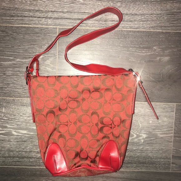Coach Red Leather Strap Satchel Purse - Picture 1 of 5